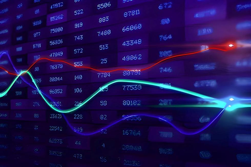 Image of a graph on a dark screen in motion