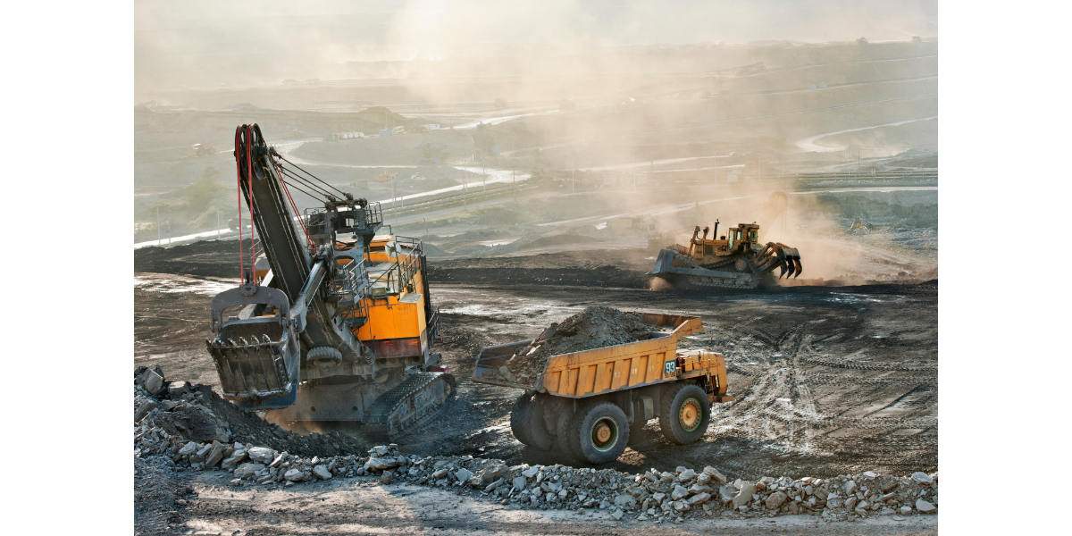 mining site with trucks