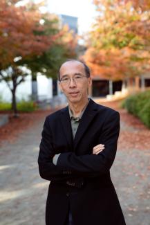 individual full-body photo shoot outside DSI building